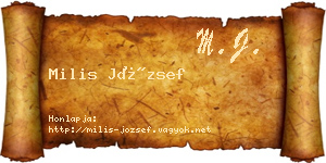 Milis József névjegykártya